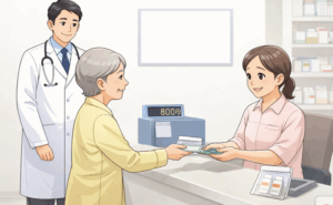 院内処方により、会計が１回で済んでいる様子