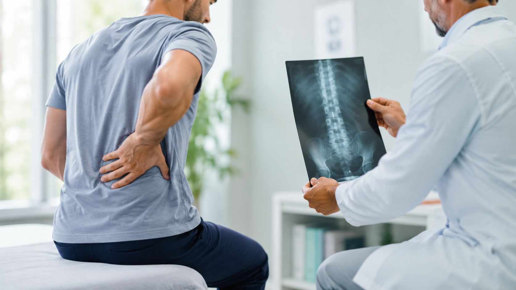 腰の状態を診察・検査している様子