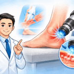 衝撃波治療を腱鞘炎の患者に行っている画像